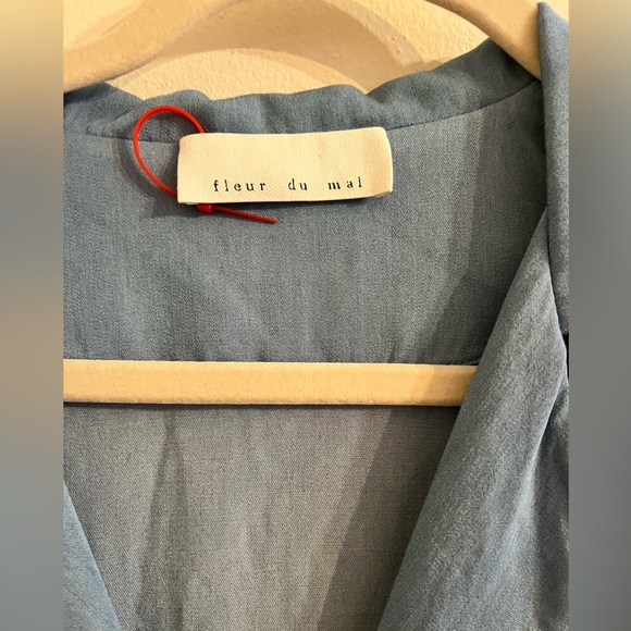 Fleur du Mal Chambray Button Down Shirt w/ Black Piping - Picture 2 of 3